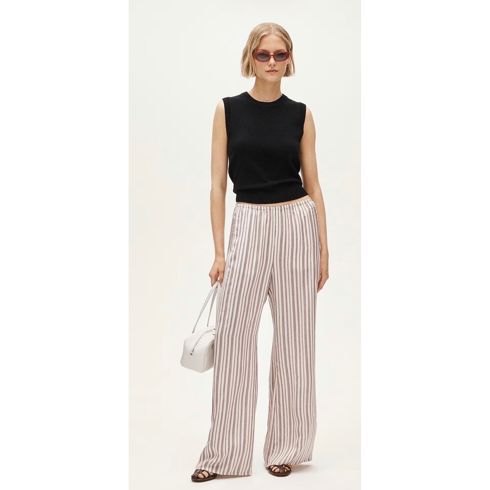 J.CREW Cosmo Pant in Stripe Medium Tall Natural Burgundy NEW Casual Preppy CP956